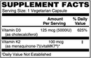 Vitamin D3 + K2 5000IU/100mcg by Netrition,  60 vegetarian capsules